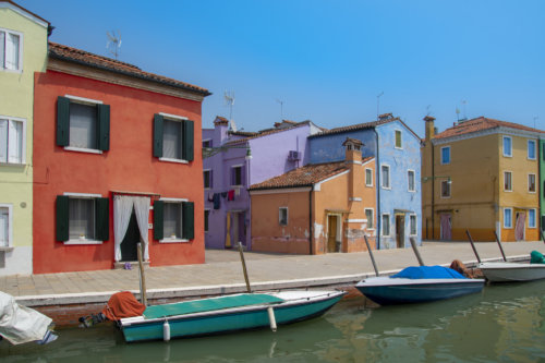 Burano, Italy, colorful houses, canal, boats, tourst attraction, tourists, water, Włochy