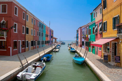Burano, Burano island, Italy, colorful houses, canal, sea, boats, tourst attraction, tourists, old, summer, Włochy