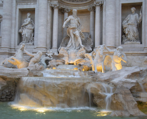 Rome, Italy, Trevi Fountain, Fontanna di Trevi, Rzym, Włochy, fontanna, woda, zabytek, lights, tourist attraction
