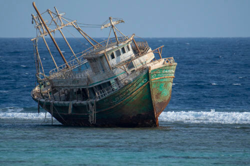 wreck, Wrak, red sea, water, blue, old ship, fishing ship, Artur Rydzewski, damage, colapsed