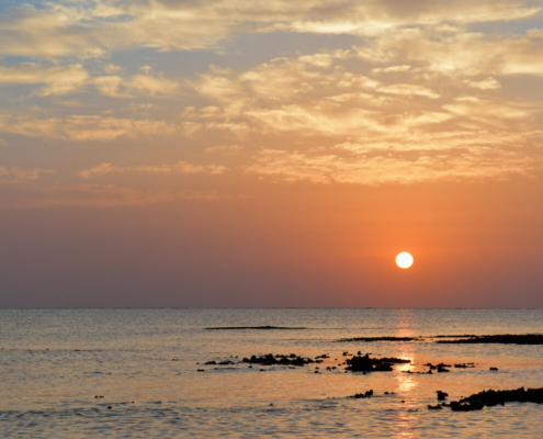 Africa, Egypt, sunset, sun rise, sun light, red sea, beach, rocky beach, orange, clouds, sky, orange sky, cloudy sky