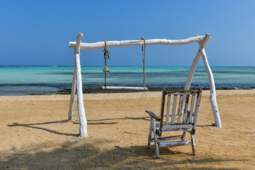 swing, beach swing, swing on the beach, sea, beach, chair, chair on the beach, water, blue water, sand, Africa, Asia